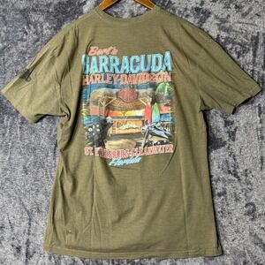 Harley Davidson Motorcycles Tee XL Green Bert's Barracuda St Petersburg Florida